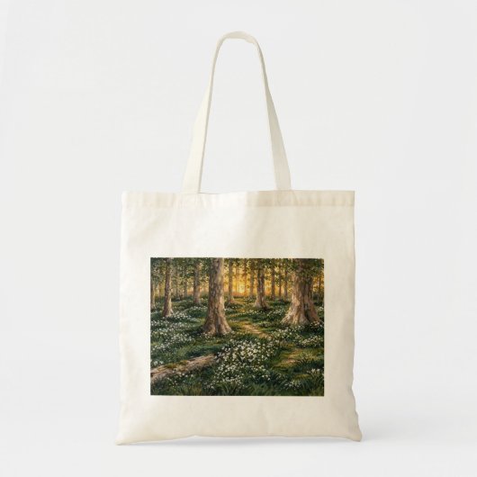 Sonnendurchfluteter Wald-Wildblumenwald Tragetasche (Vorne)