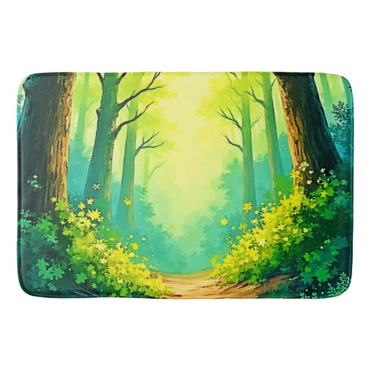 Sonnendurchfluteter Waldweg Badematte (Vorderseite)
