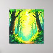 Sonnendurchfluteter Waldweg Leinwanddruck (Vorderseite)