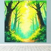 Sonnendurchfluteter Waldweg Leinwanddruck (Insitu (Holzboden))