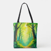 Sonnendurchfluteter Waldweg Tasche (Rückseite)