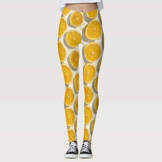 Sonnendurchflutetes Orangen-Scheiben-Muster Leggings (Vorderseite)