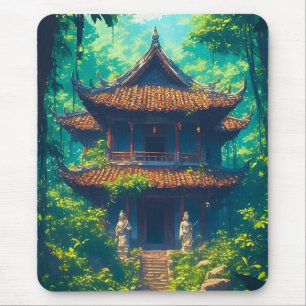 Sonnendurchflutetes thailändisches Haus im üppigen Mousepad