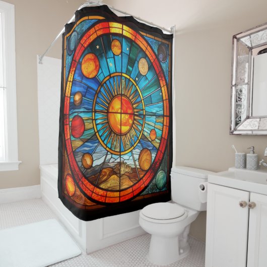 Sonnenduschvorhang aus verkettetem Glas Duschvorhang (Beispiel)