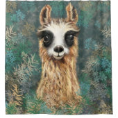 Sonnenduschvorhang mit Neugierigem Baby Llama Duschvorhang (Vorderseite)