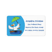 Sonnendute mit Schirm tanzender Cartoon Adressaufkleber (Vorne)