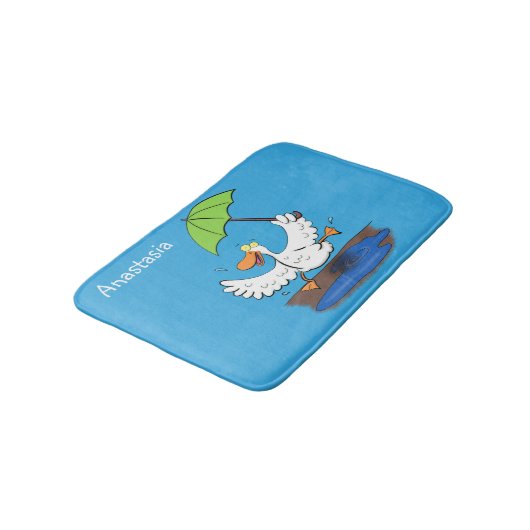 Sonnendute mit Schirm tanzender Cartoon Badematte (Schrägansicht)