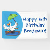 Sonnendute mit Schirm tanzender Cartoon Banner (Horizontal)