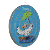 Sonnendute mit Schirm tanzender Cartoon Dartscheibe (Vorderseite Links)