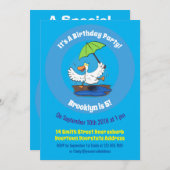 Sonnendute mit Schirm tanzender Cartoon Einladung (Vorne/Hinten)