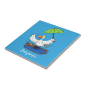 Sonnendute mit Schirm tanzender Cartoon Fliese (Seite)