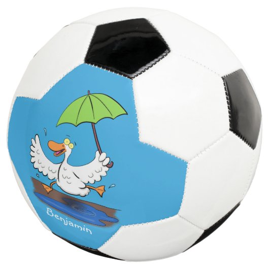 Sonnendute mit Schirm tanzender Cartoon Fußball (Dreiviertel)