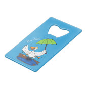 Sonnendute mit Schirm tanzender Cartoon Geldbeutel Flaschenöffner (Vorderseite Schrägansicht)