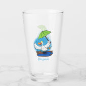 Sonnendute mit Schirm tanzender Cartoon Glas (Rückseite)