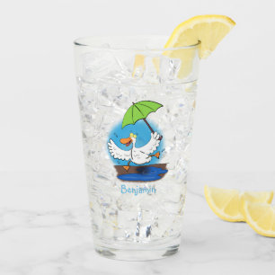 Sonnendute mit Schirm tanzender Cartoon Glas