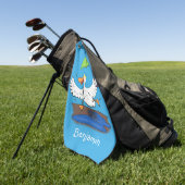 Sonnendute mit Schirm tanzender Cartoon Golfhandtuch (Gras)