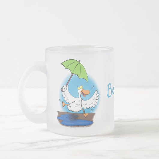 Sonnendute mit Schirm tanzender Cartoon Mattglastasse (Links)