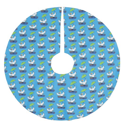 Sonnendute mit Schirm tanzender Cartoon Polyester Weihnachtsbaumdecke (Vorderseite)