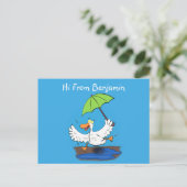 Sonnendute mit Schirm tanzender Cartoon Postkarte (Stehend Vorderseite)