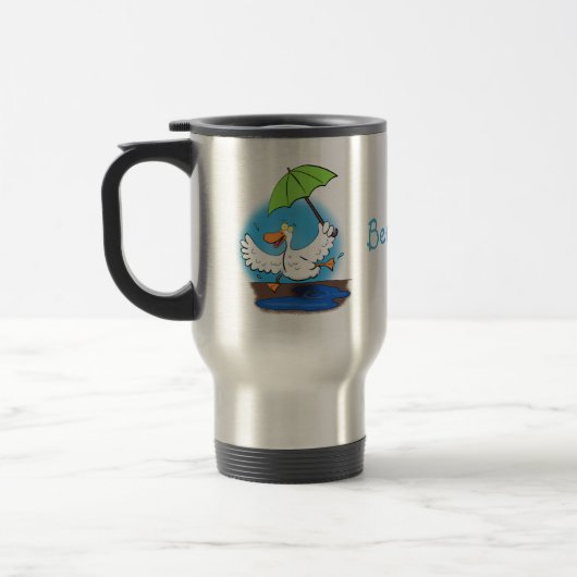 Sonnendute mit Schirm tanzender Cartoon Reisebecher (Links)