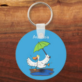 Sonnendute mit Schirm tanzender Cartoon Schlüsselanhänger (Vorderseite)