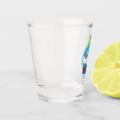 Sonnendute mit Schirm tanzender Cartoon Schnapsglas (Links)