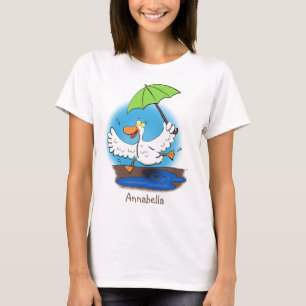 Sonnendute mit Schirm tanzender Cartoon T-Shirt