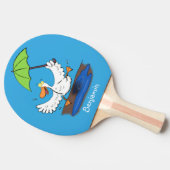 Sonnendute mit Schirm tanzender Cartoon Tischtennis Schläger (Seitenansicht)