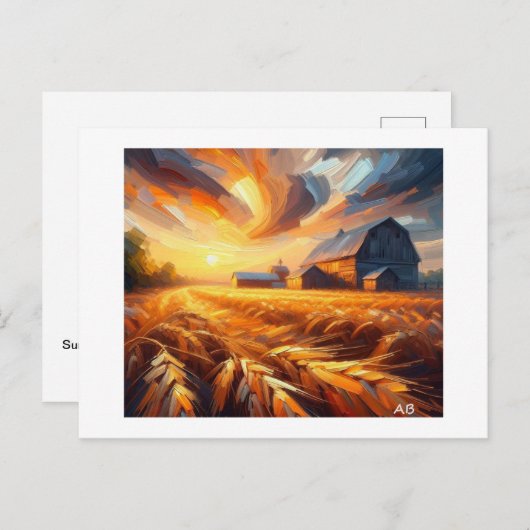 Sonneneinstrahlung über den Weizenfeldern, Postkarte (Vorne/Hinten)
