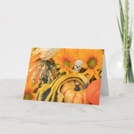 Sonnenelett, Kürbiskröte, Sonnenblume, Halloween Karte