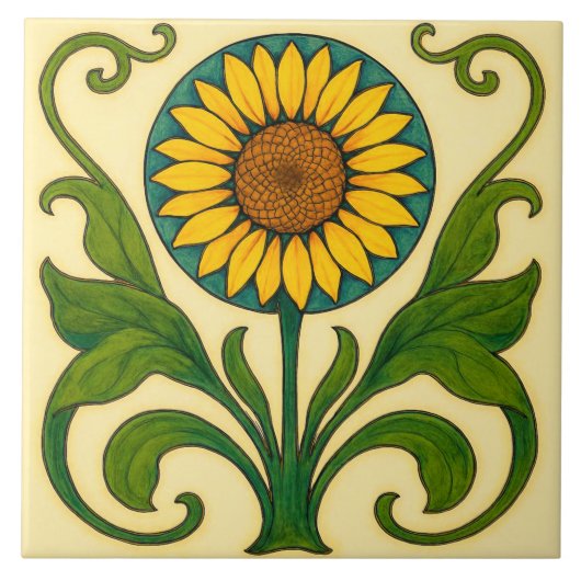 Sonnenexplosion Harmonie: Nouveau Sonnenblume Fliese (Vorderseite)