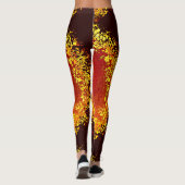 Sonnenexplosionsgelb-orangefarbenes abstraktes Mus Leggings (Rückseite)