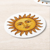 Sonnenface Runder Pappuntersetzer (Angewinkelt)
