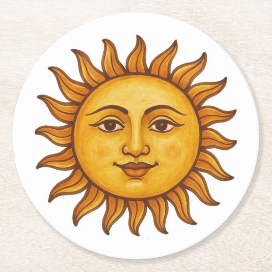 Sonnenface Runder Pappuntersetzer (Vorderseite)