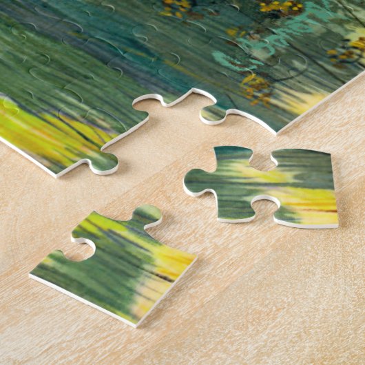 Sonnenfallmalerei Wasserfarbe auf Seide Puzzle (Seite)