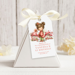 Sonnenfee 7. Geburtstag Rosafarbenes Geschenk-Tag Geschenkanhänger
