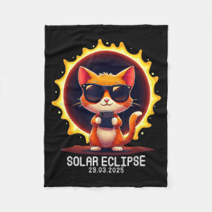 Sonnenfinsternis 03 29 Katzenillustration Fleecedecke