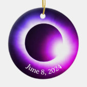 Sonnenfinsternis 2024, 8. April Keramik Ornament (Vorne)