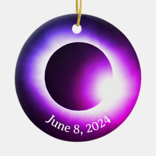 Sonnenfinsternis 2024, 8. April Keramik Ornament (Vorne)