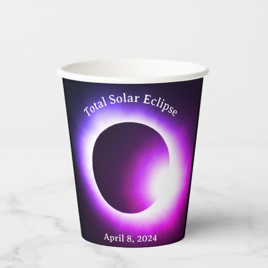 Sonnenfinsternis 2024, 8. April Pappbecher (Vorderseite)