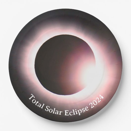 Sonnenfinsternis 2024, 8. April Pappteller (Vorderseite)