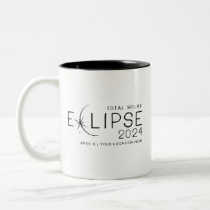 Sonnenfinsternis 2024 Benutzerdefinierter Standort Zweifarbige Tasse