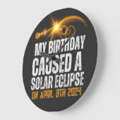 Sonnenfinsternis 2024 lustiger Geburtstag 4-8-2024 Große Wanduhr (Winkel)