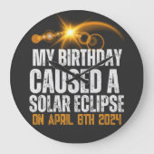 Sonnenfinsternis 2024 lustiger Geburtstag 4-8-2024 Große Wanduhr (Vorderseite)