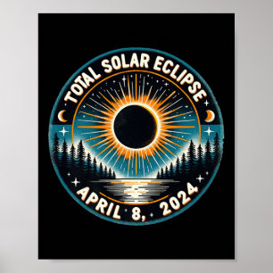 Sonnenfinsternis Astronomie Vintage 2024 Sonnenfin Poster