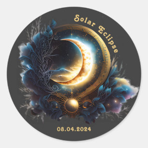 Sonnenfinsternis Esoterisches Vintage-Astronomie-D Runder Aufkleber