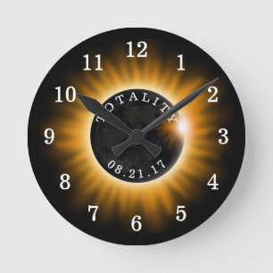 Sonnenfinsternis-Gesamtheit 2017 Runde Wanduhr