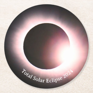 Sonnenfinsternis insgesamt 8. April 2024 Runder Pappuntersetzer