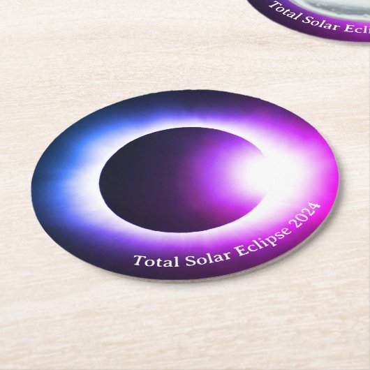 Sonnenfinsternis insgesamt 8. April 2024 Runder Pappuntersetzer (Angewinkelt)