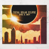 Sonnenfinsternis insgesamt CITY 8. April 2024 Sonn Bierflaschenetikett (Einzelnes Label)